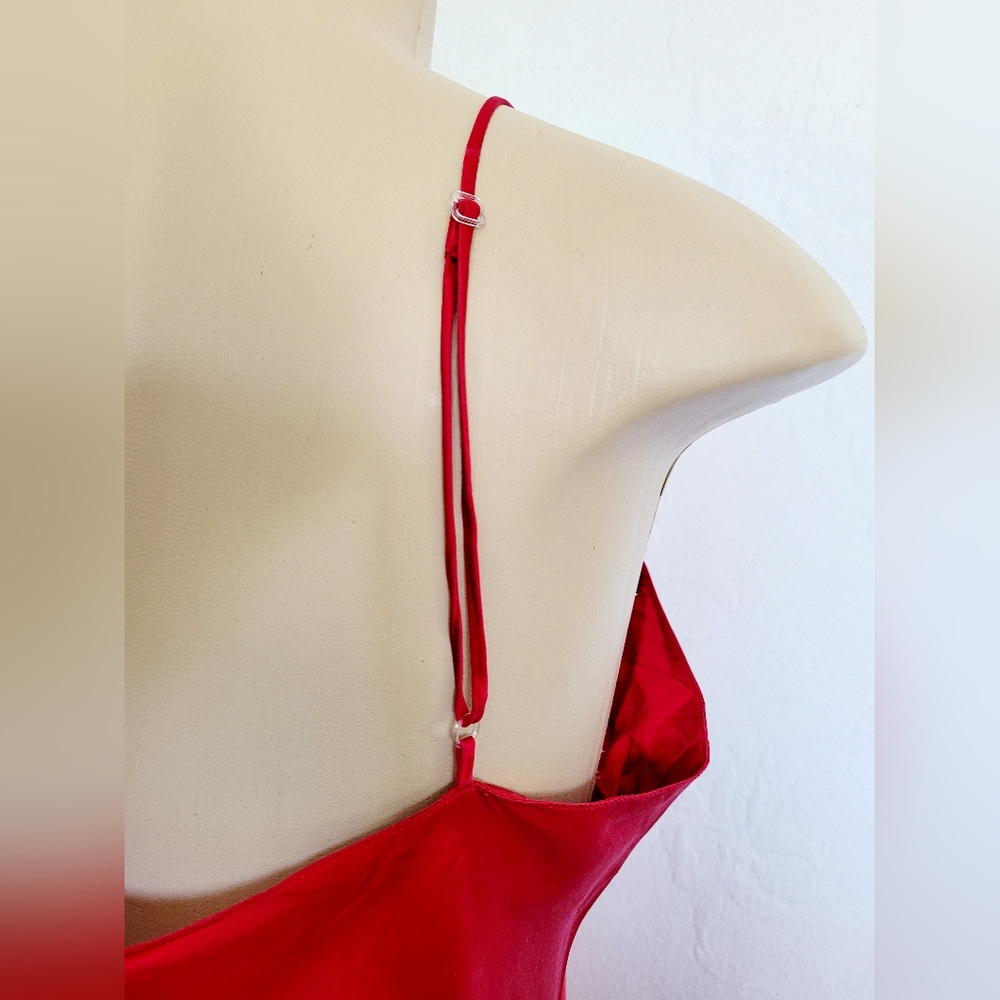 Victoria's Secret Gold Label Luxe 100%Silk SexyRed Slip Chemise Nightgown Medium - Picture 14 of 16